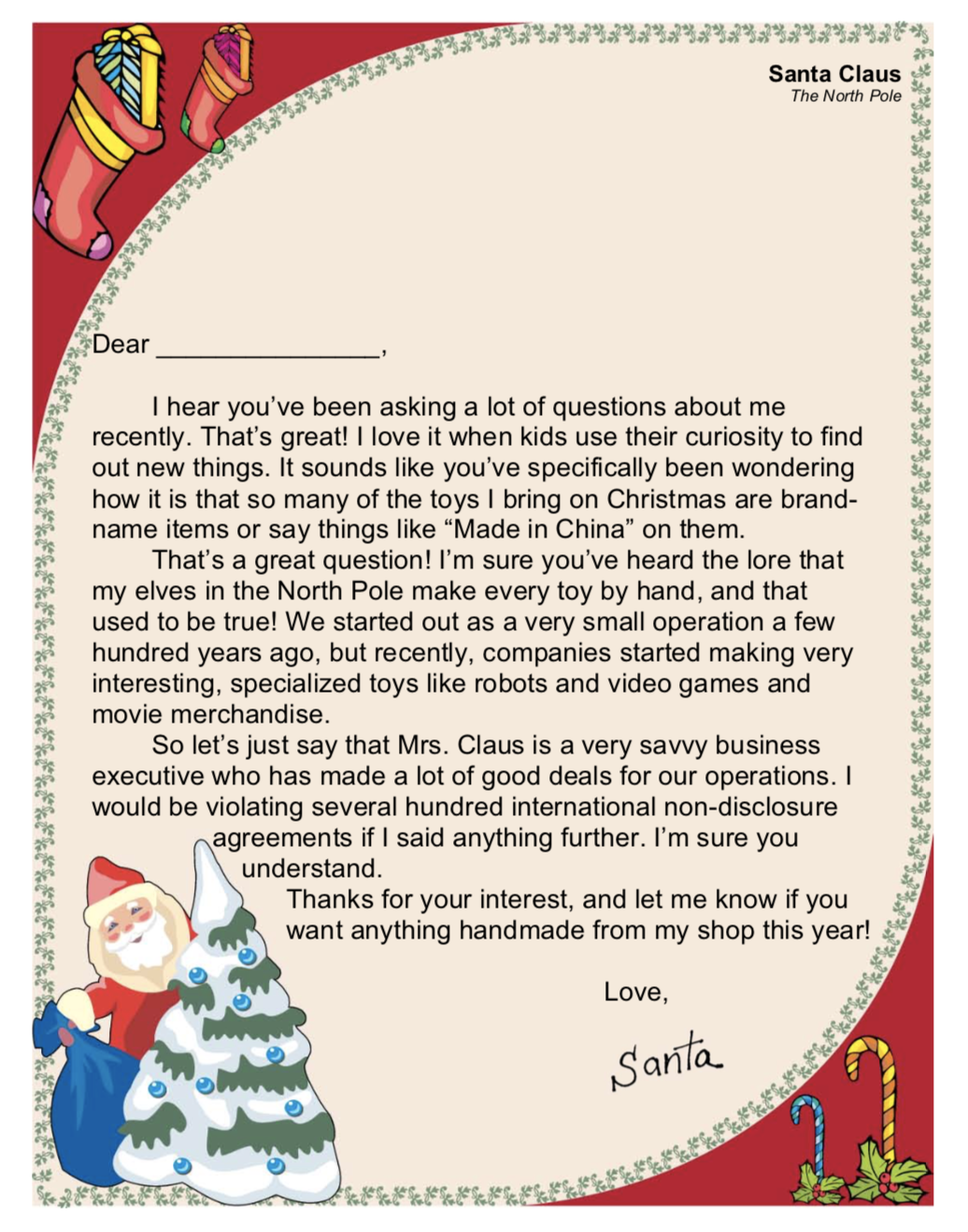 Printable Letters From Santa 3 Printable Letters From Santa 3