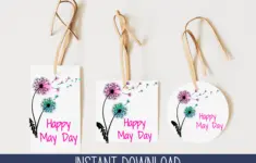 Printable May Day Basket Label Cute