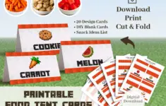 Printable Mine Food Cards Set Of 20 Diy