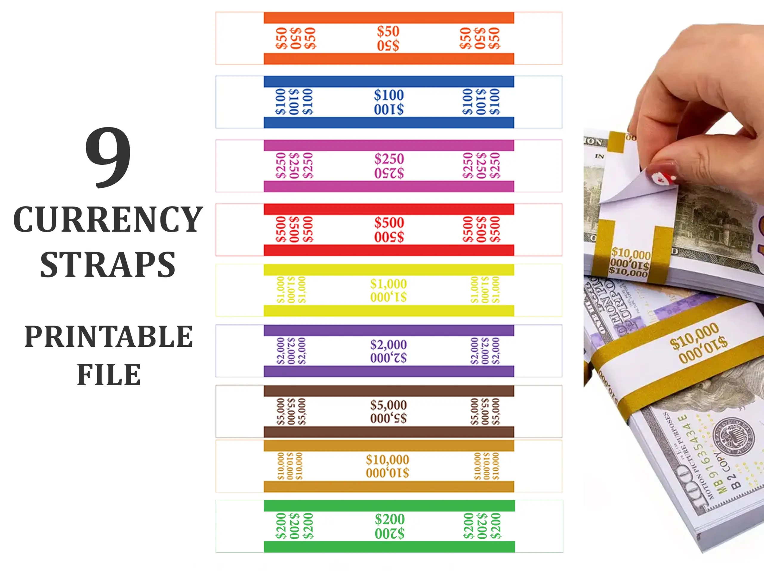 Printable Money Bands 11 Colorful
