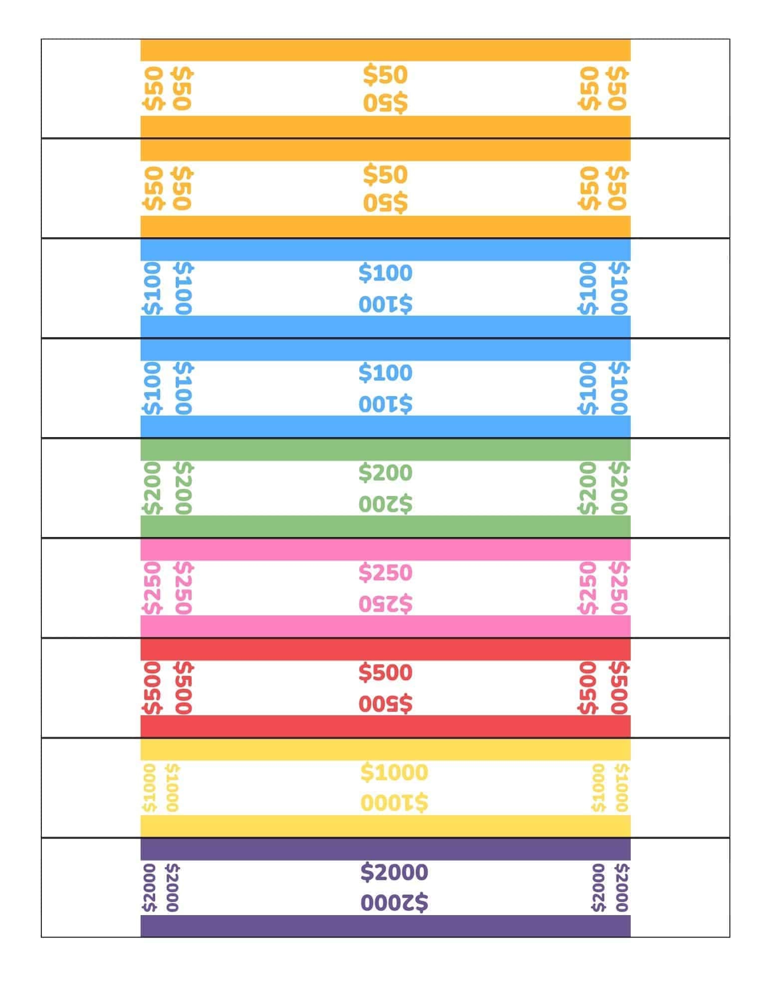 Printable Money Bands