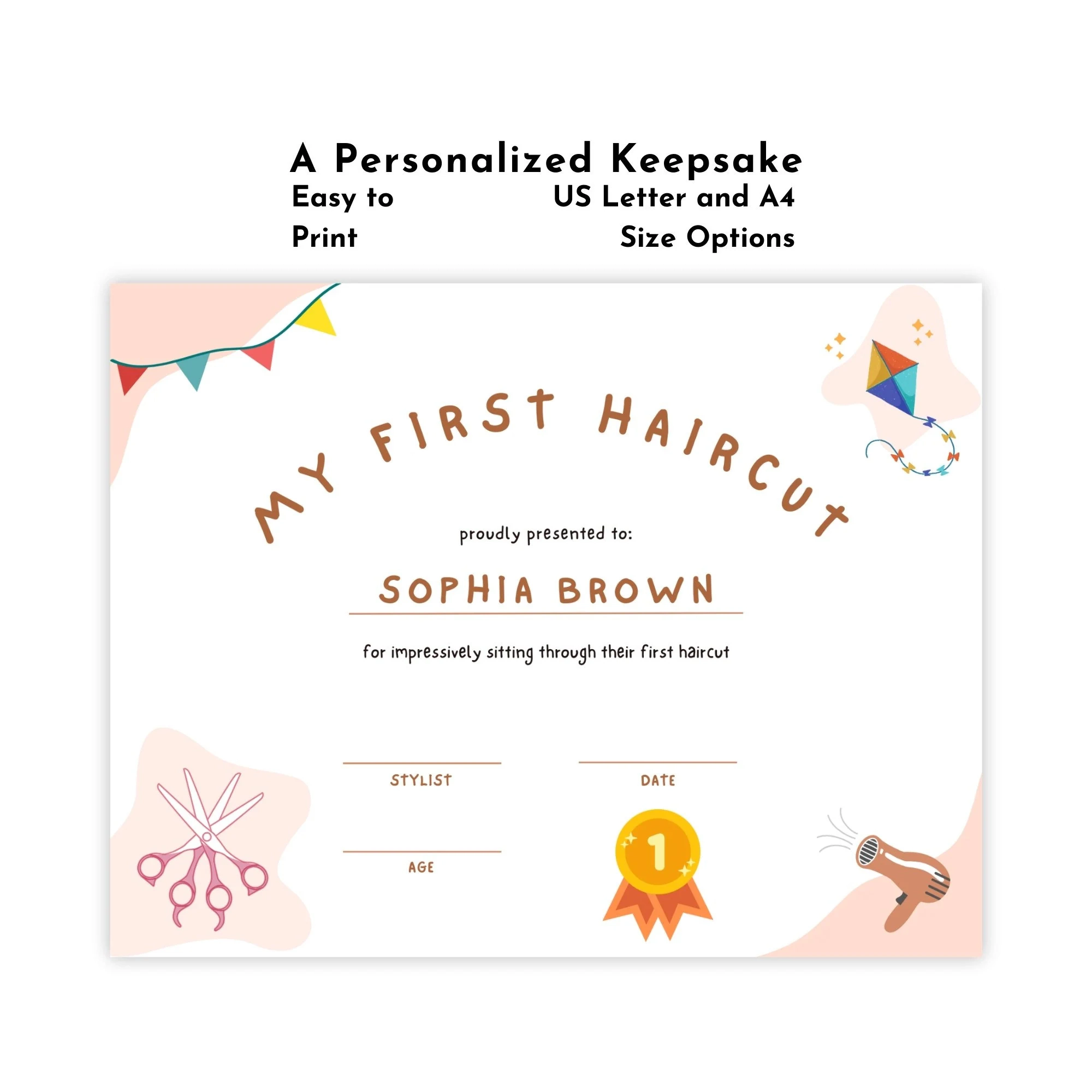Printable My First Haircut Certificate