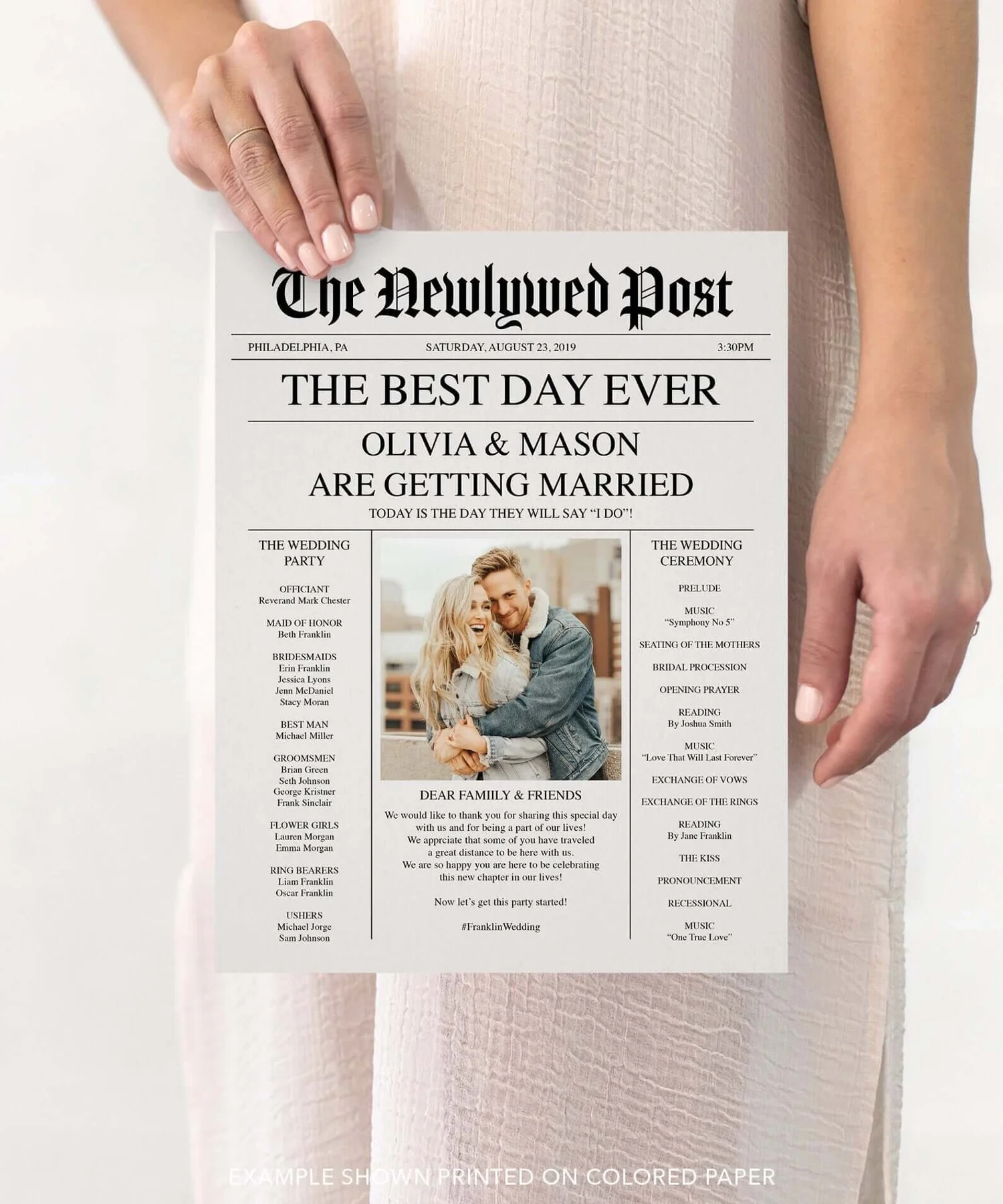 Printable Newspaper Wedding Program