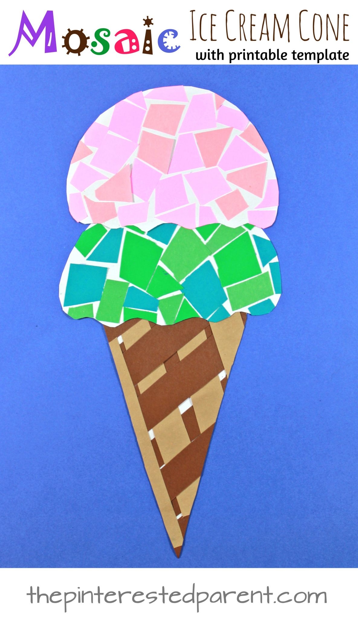 Printable Paper Mosaic Ice Cream Cone