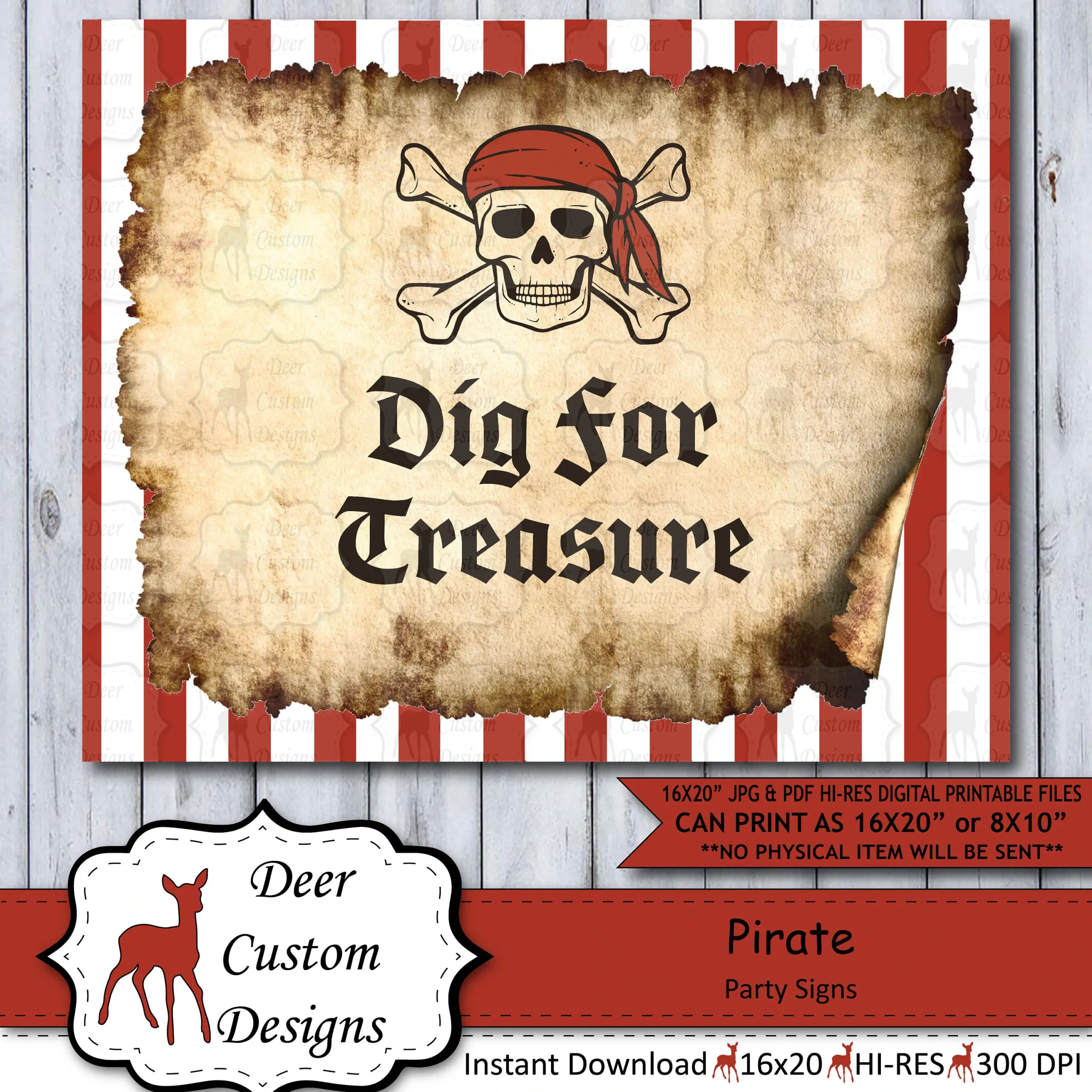 Printable Pirate Party Sign Dig For