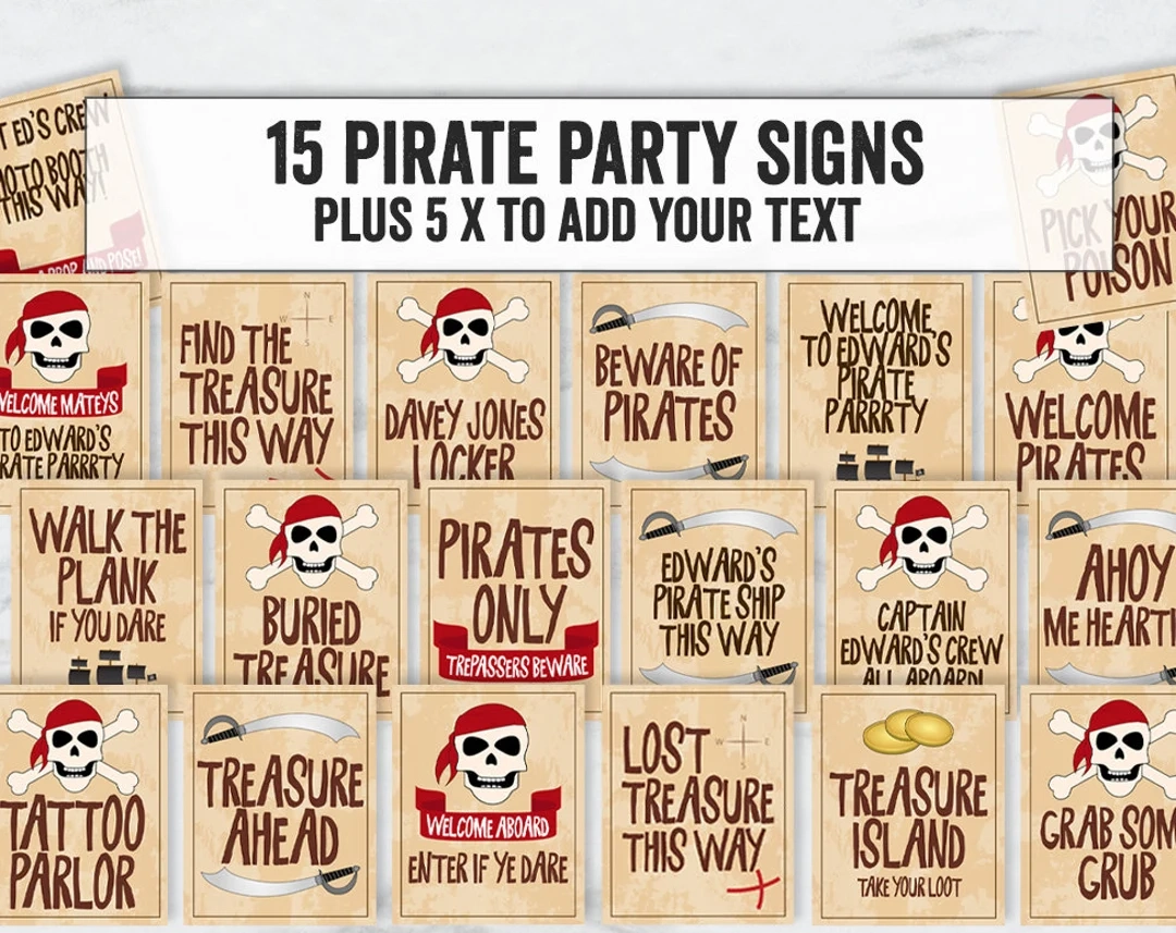 Printable Pirate Themed Party Signs