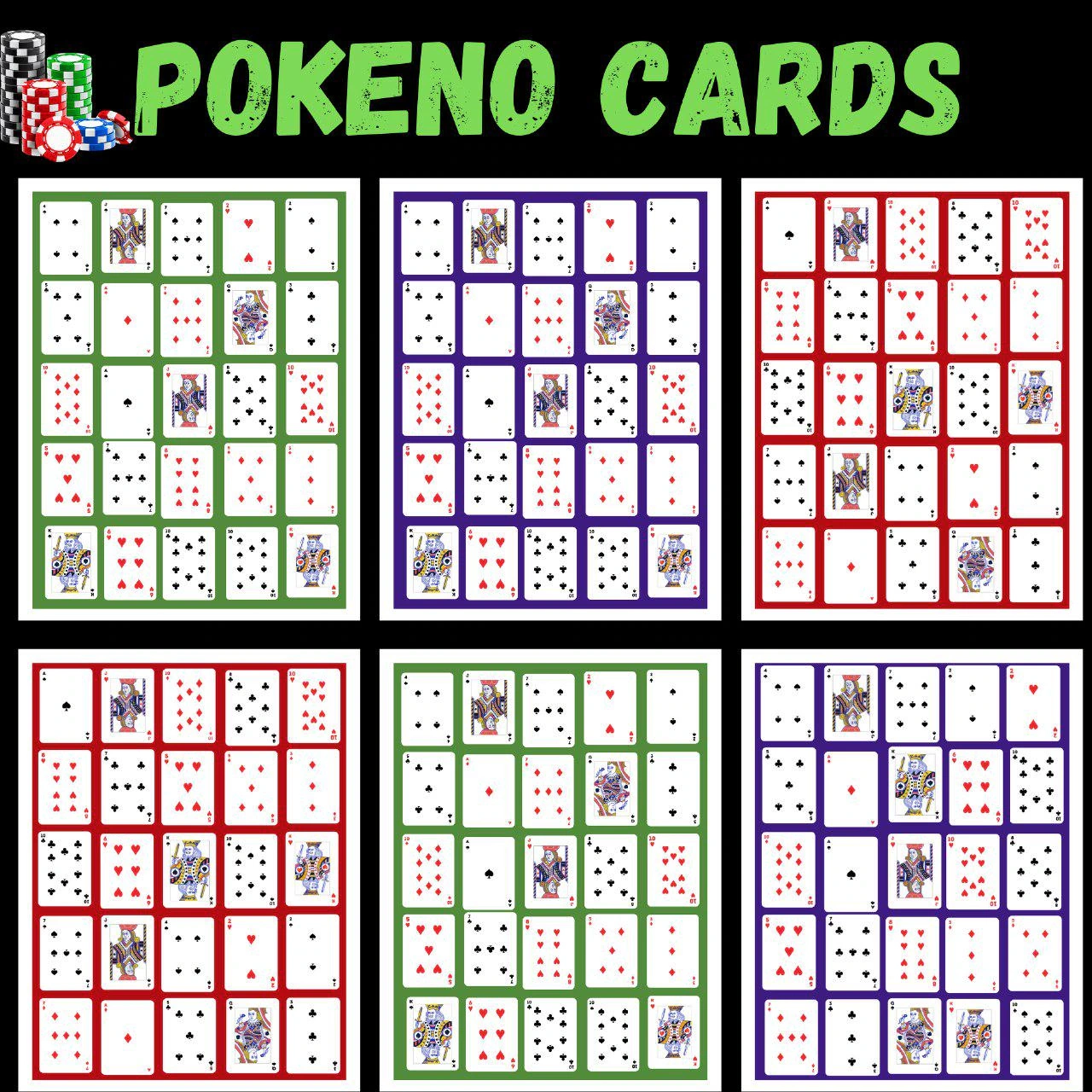 Printable Pokeno Card Game 100 Unique