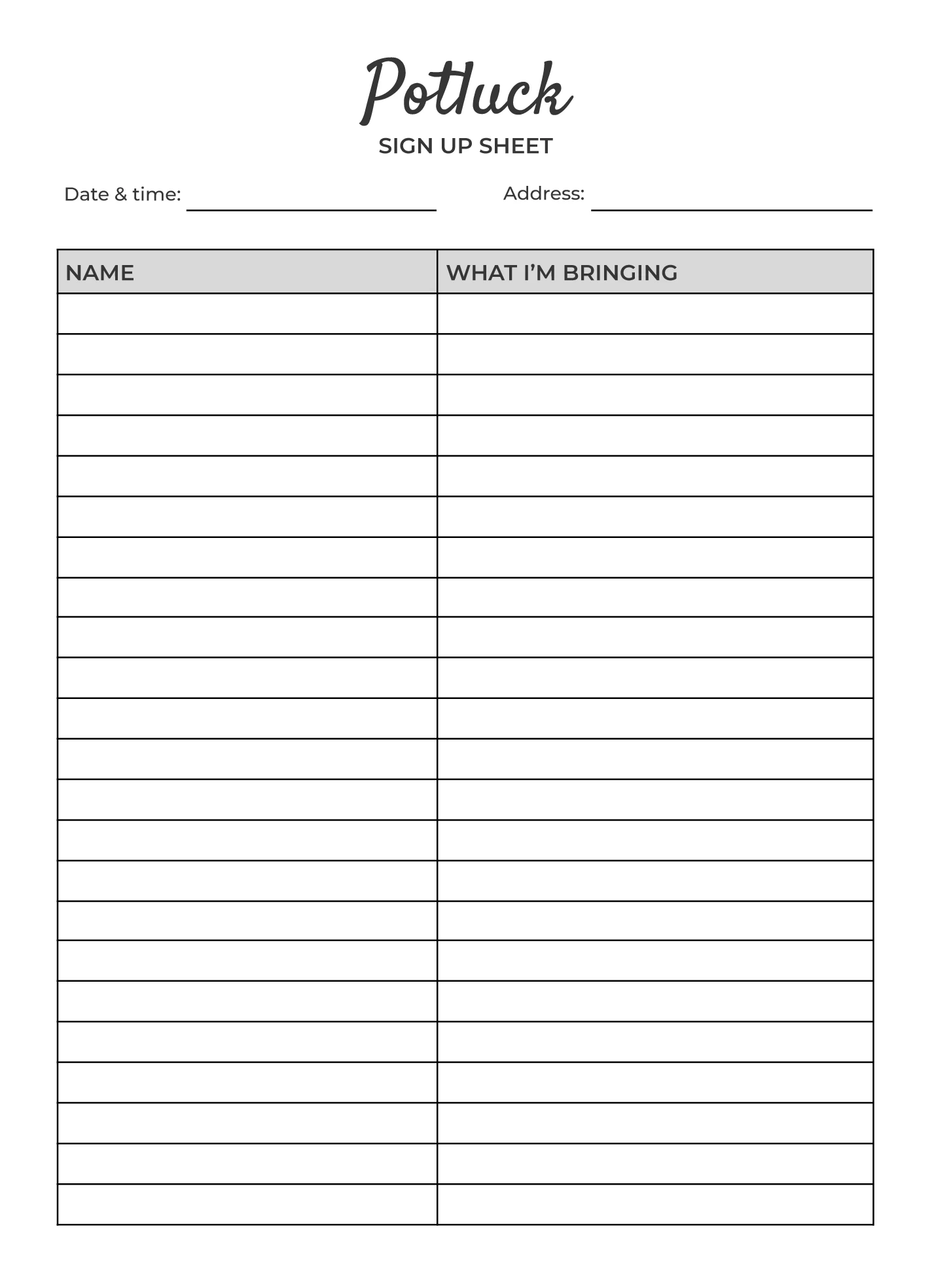 free printable super bowl potluck sign up sheet free printable super bowl potluck sign up sheet