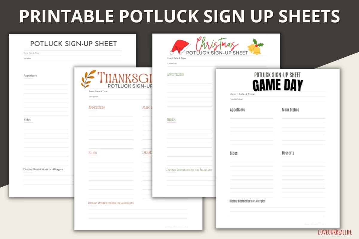 Printable Potluck Sign Up Sheet Printable Potluck Sign Up Sheet