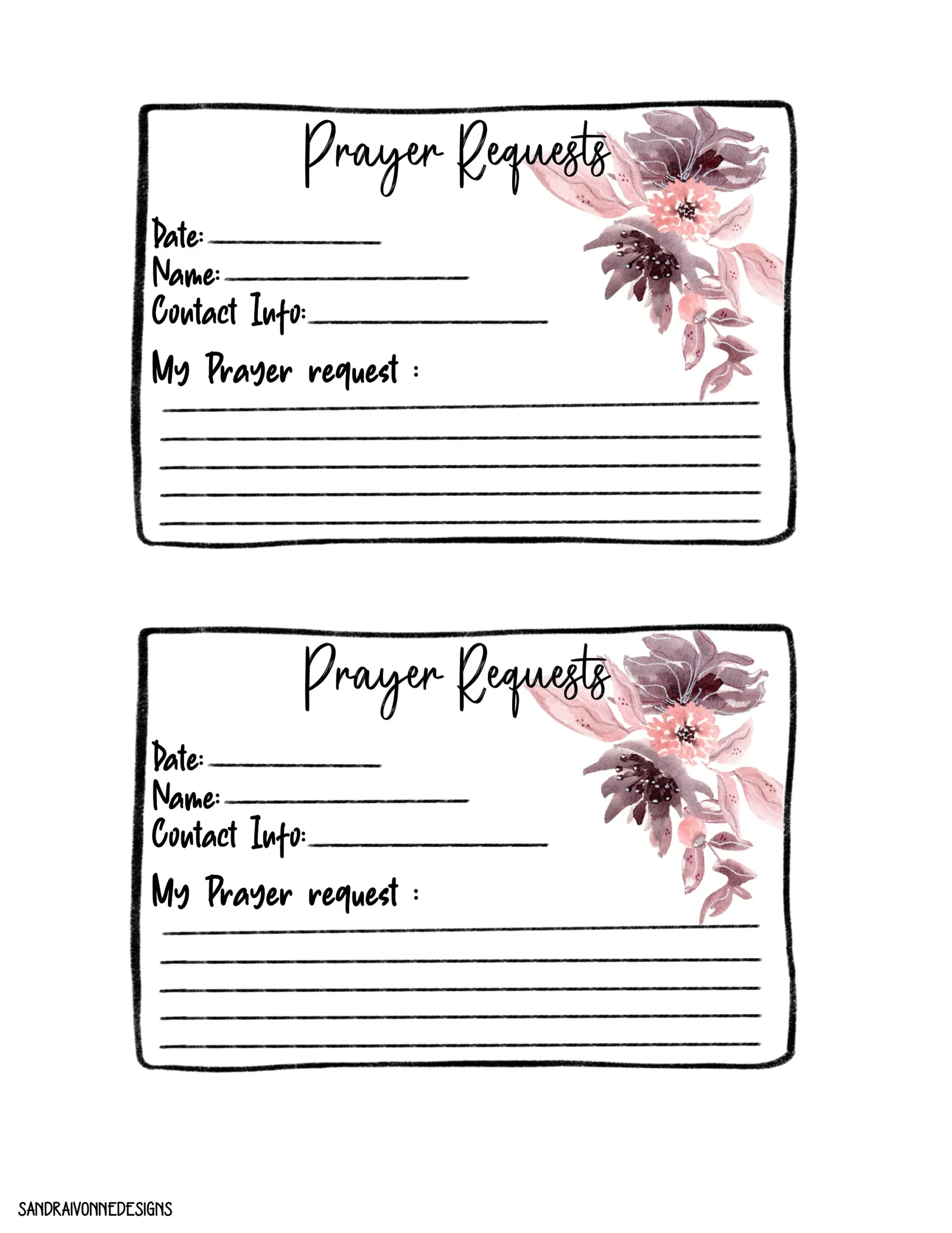 Printable Prayer Request Cards Bible