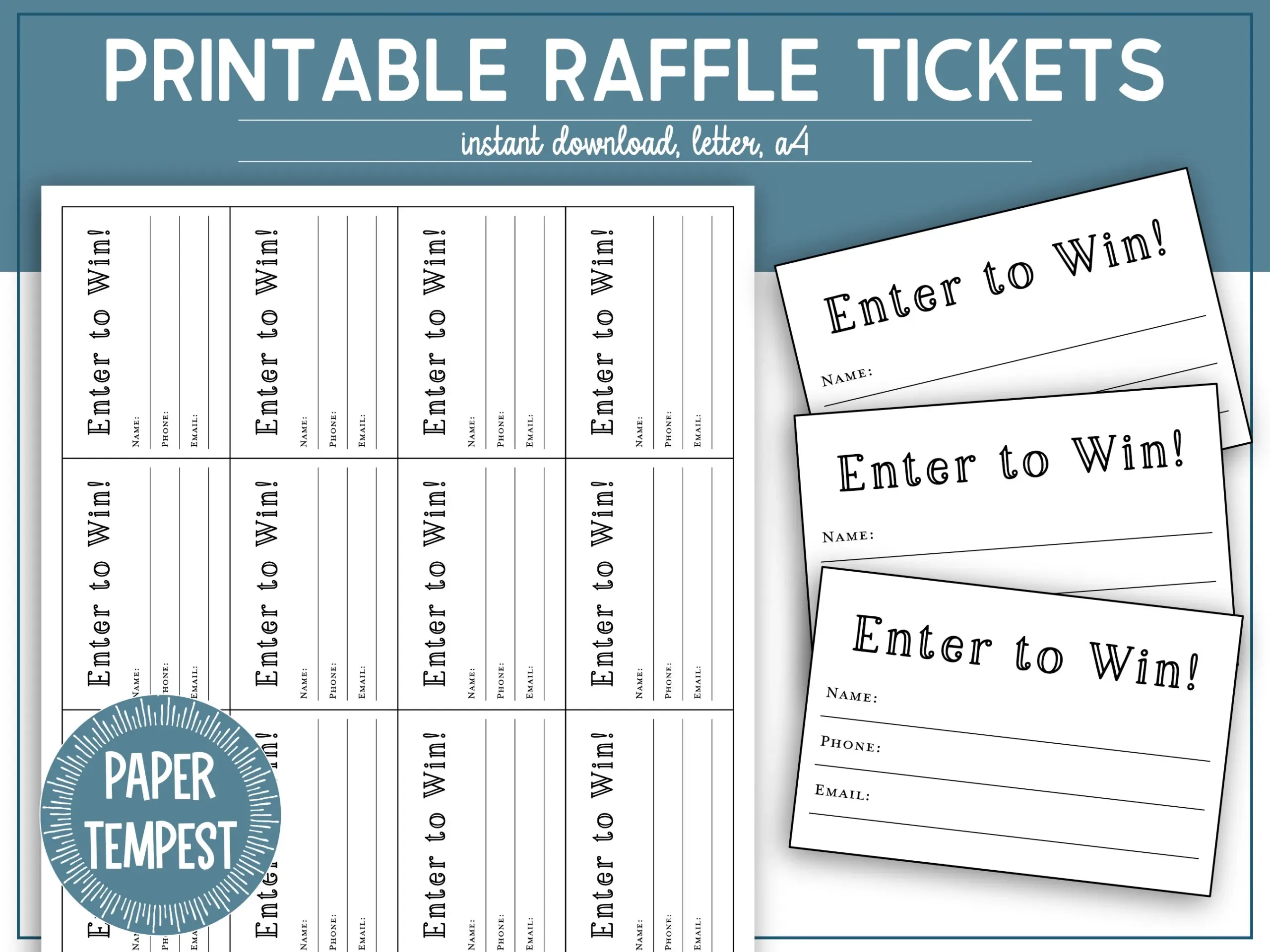 Printable Raffle Tickets Template Enter