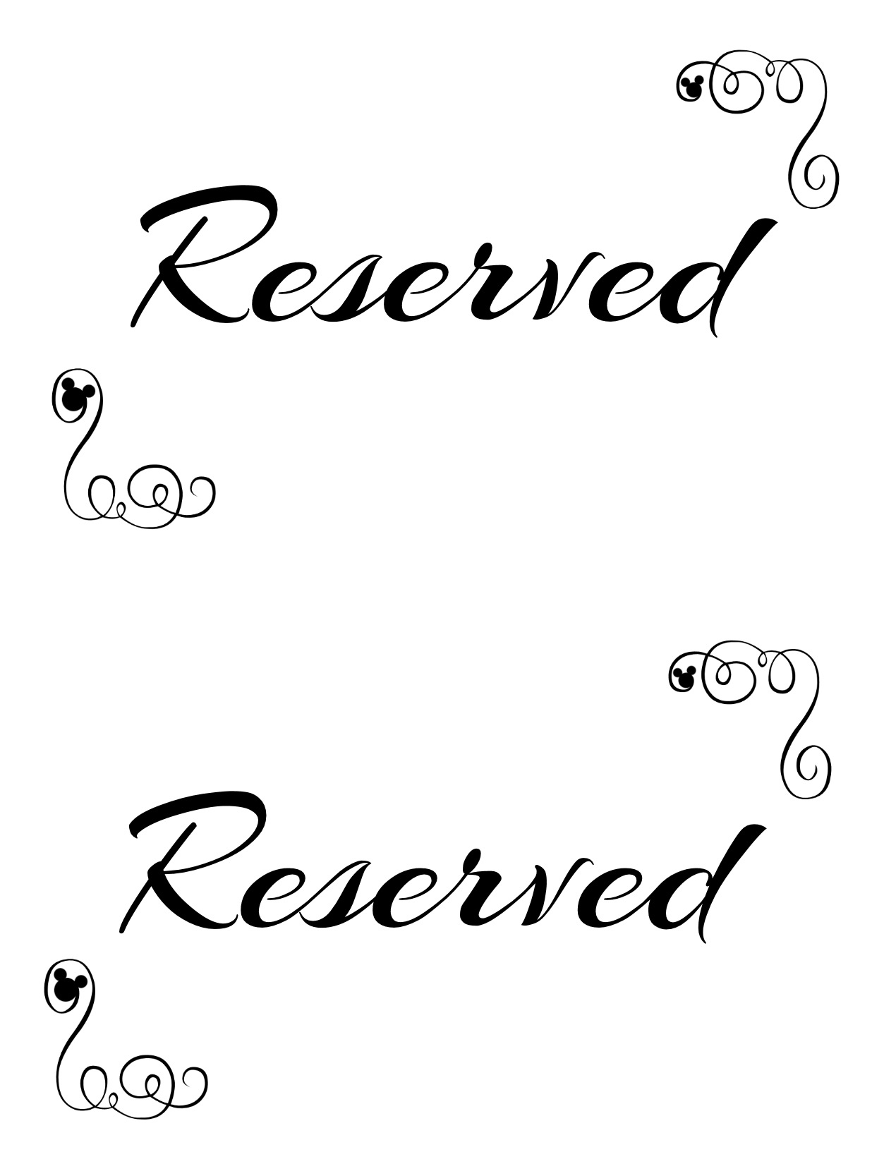 Printable Reserved Seating Signs Printable Reserved Seating Signs