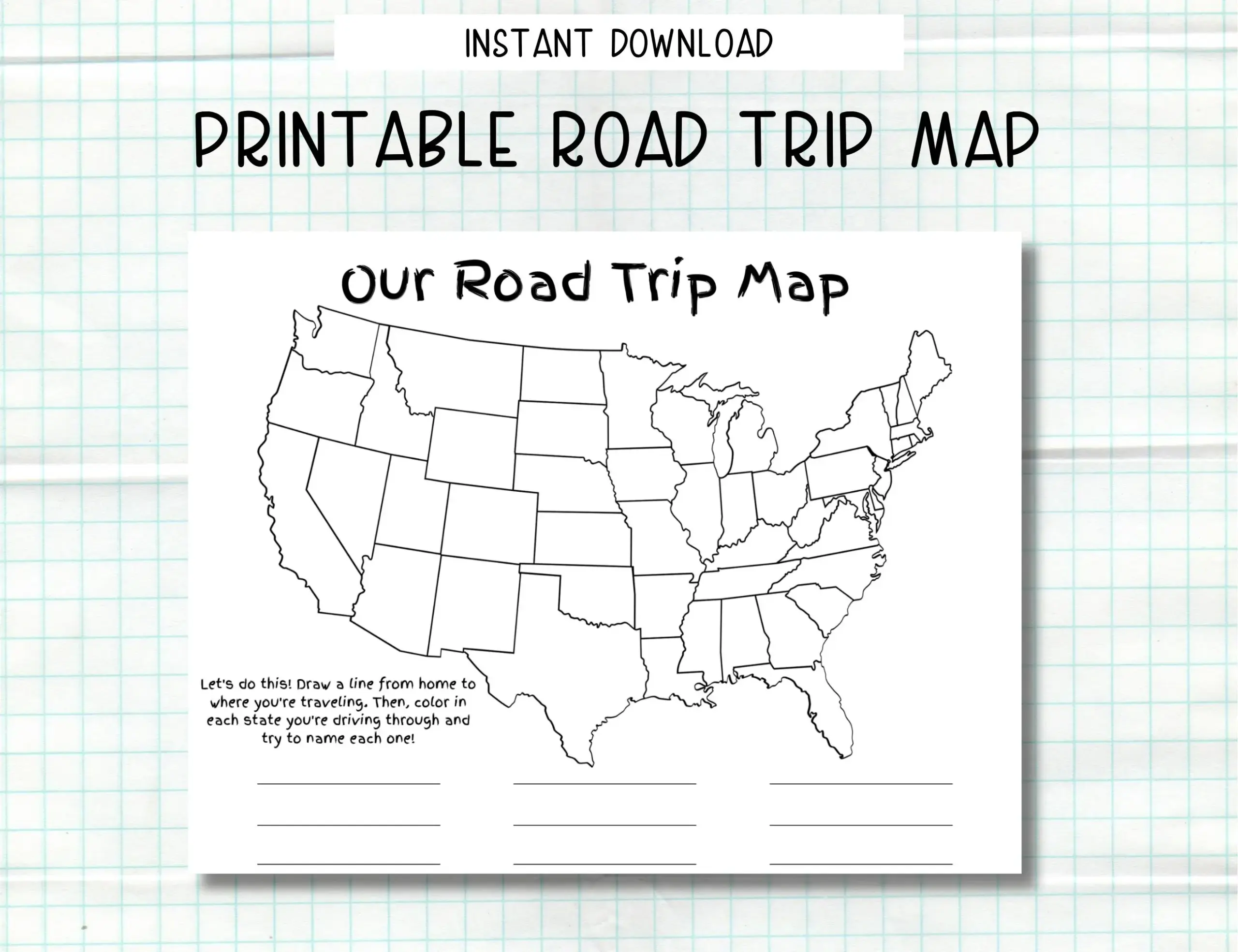 Printable Road Trip Map Kids Road Trip