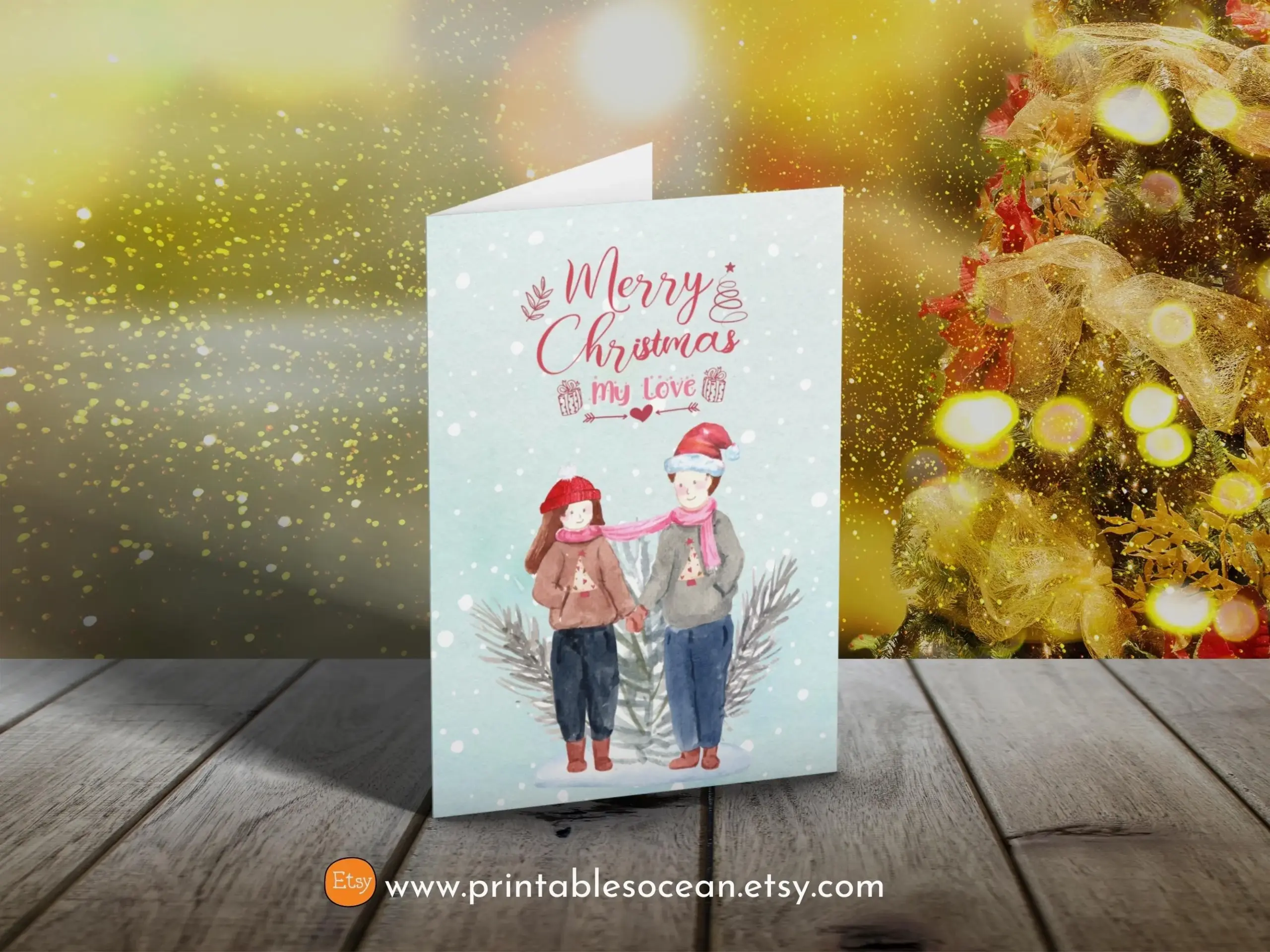 Printable Romantic Christmas Xmas Card Printable Romantic Christmas Xmas Card