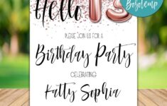 Printable Rose Gold 13th Birthday Invitation Instant Download