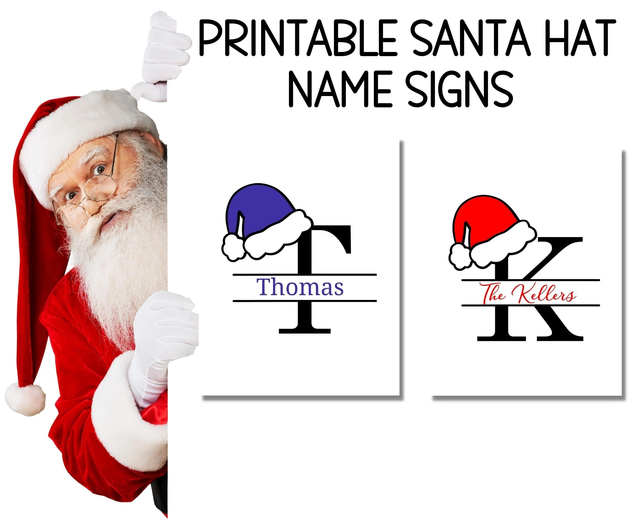 Printable Santa Hat Name Sign With
