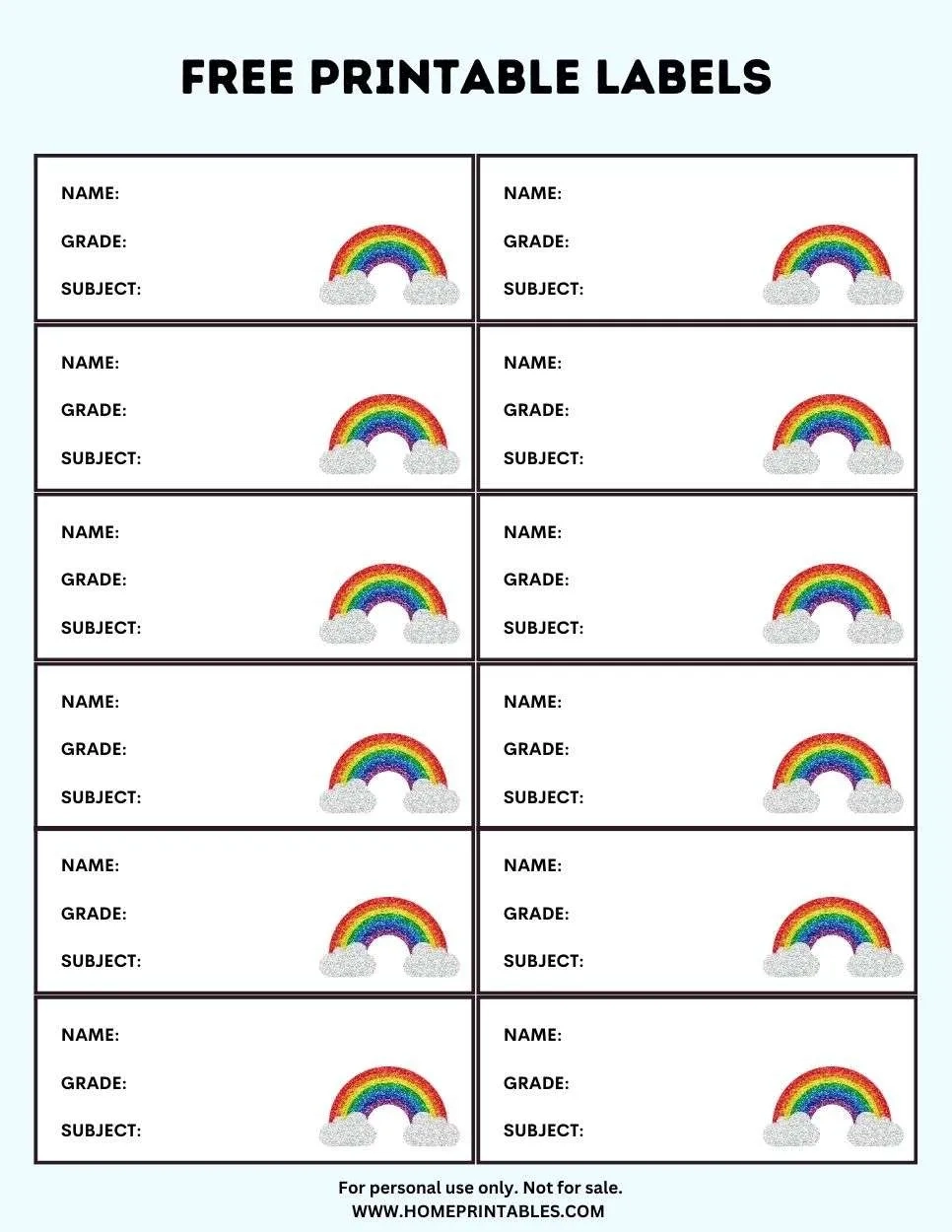 Printable School Labels Printable School Labels