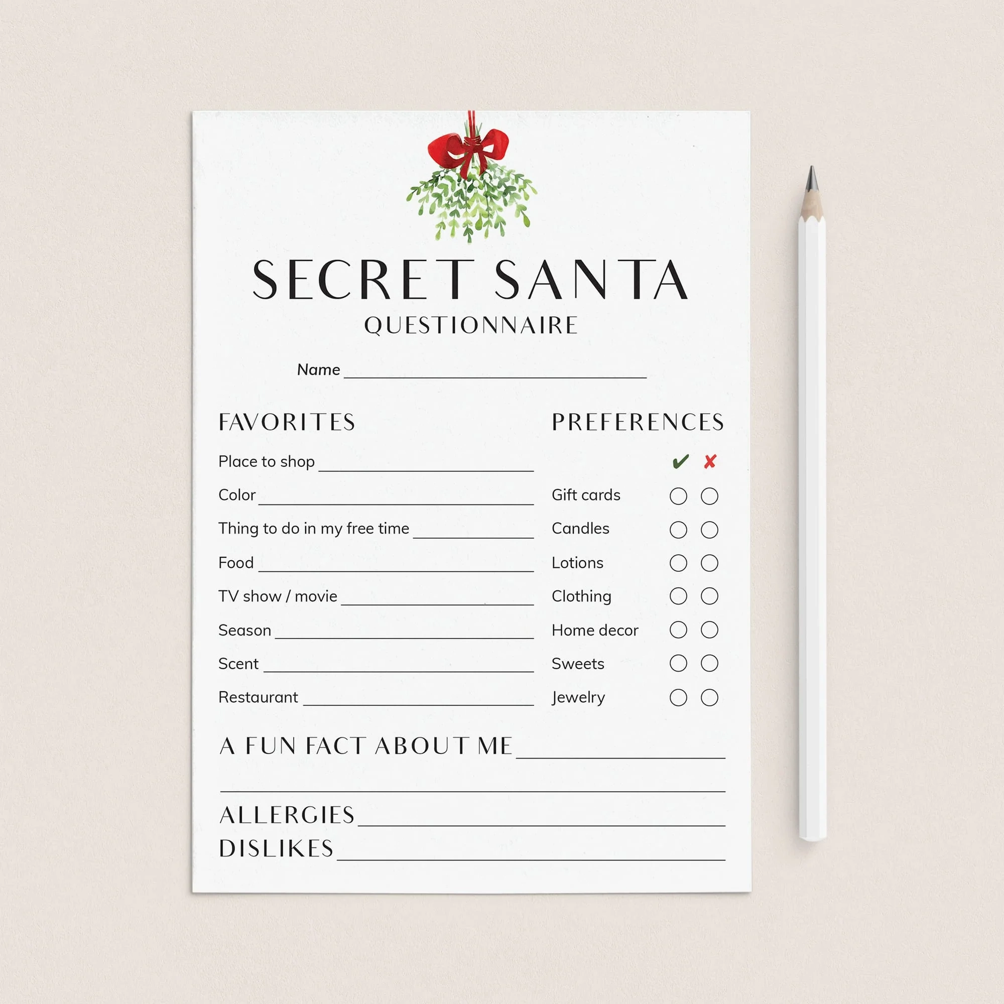Printable Secret Santa Form Download Printable Secret Santa Form Download