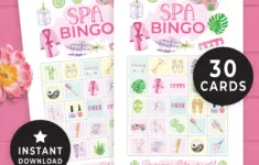 Printable Spa Themed Bingo Cards Spa