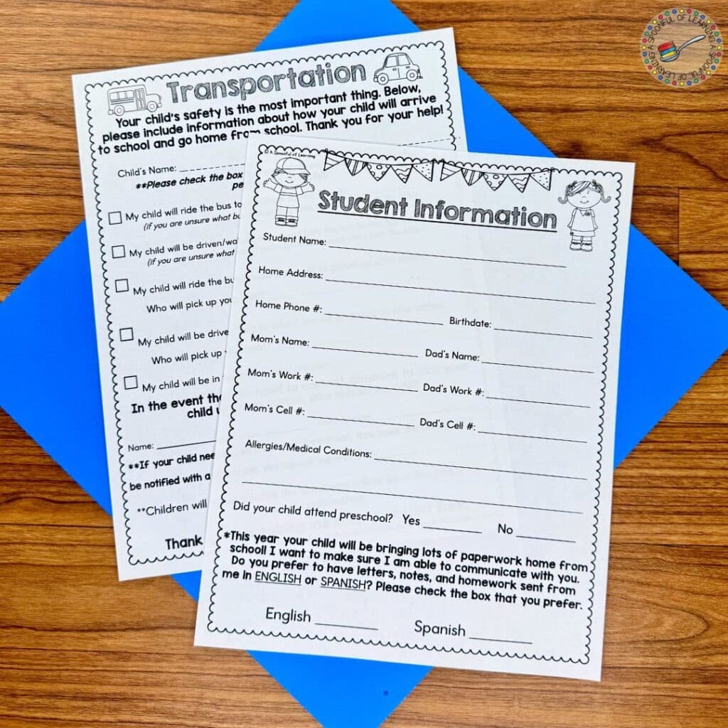 Printable Student Information Sheets Printable Student Information Sheets