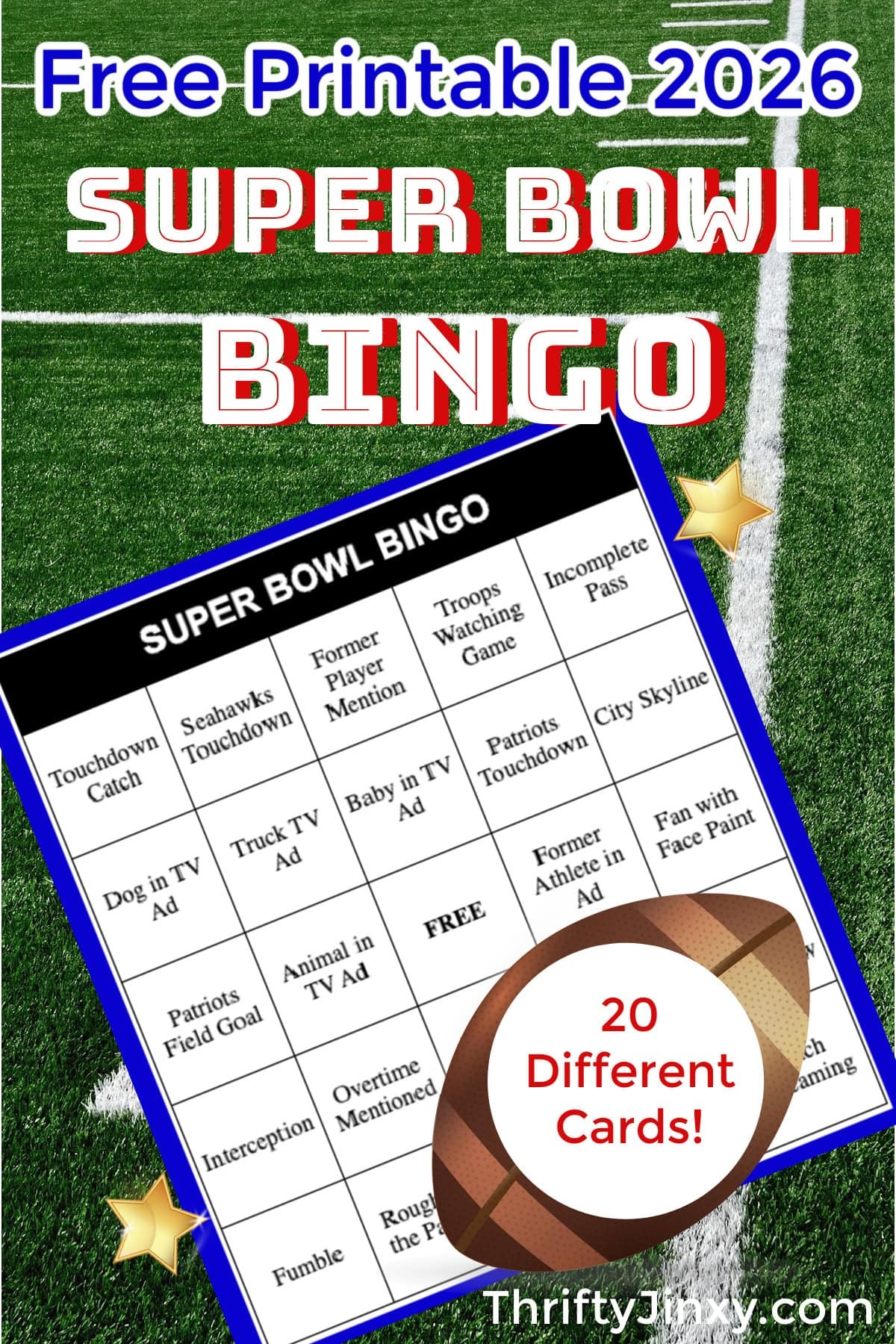 Printable Super Bowl Bingo Cards Printable Super Bowl Bingo Cards