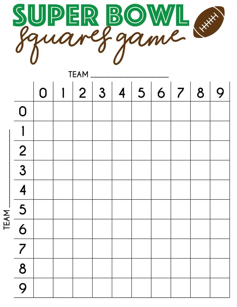 Printable Super Bowl Squares Template Printable Super Bowl Squares Template