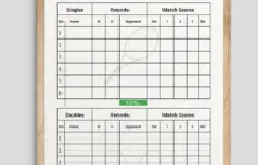 Printable Tennis Score Sheet