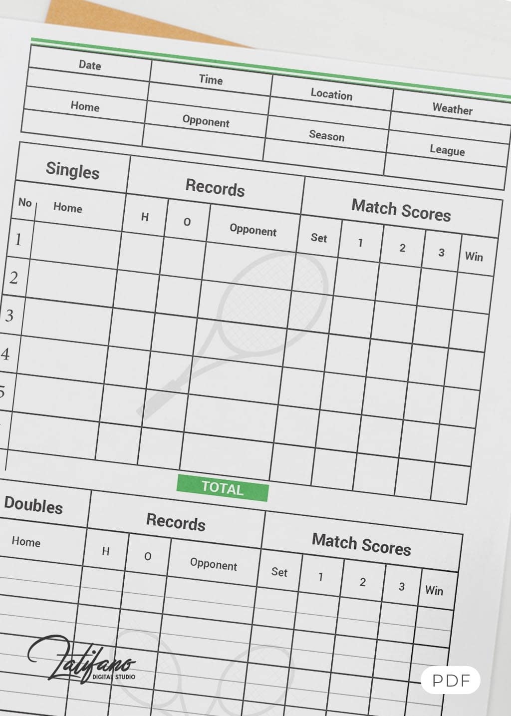 Printable Tennis Score Sheet Printable Tennis Score Sheet