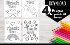 Printable Thank You Coloring Cards Color