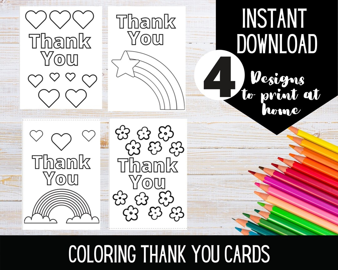 Printable Thank You Coloring Cards Color Printable Thank You Coloring Cards Color
