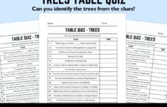 Printable Trees Table Quiz With Answers