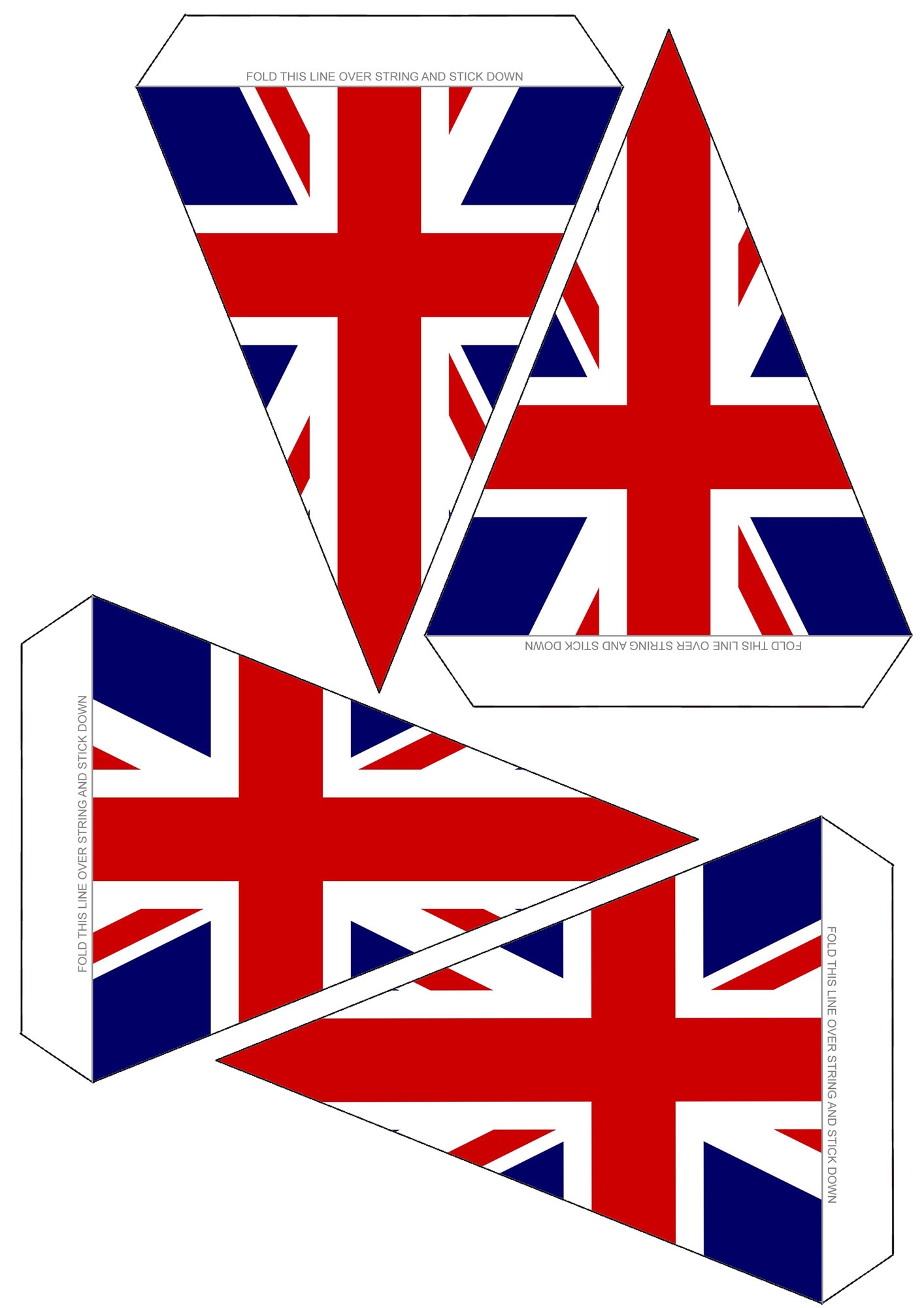 Printable Triangular Uk Flag Bunting 4 To A Page Printable Triangular Uk Flag Bunting 4 To A Page