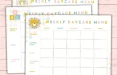 Printable Weekly Monthly Daycare Menu