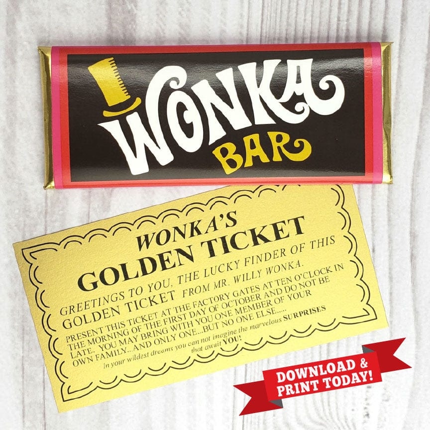 Printable Wonka Bar Wrapper With Golden Ticket Printable Wonka Bar Wrapper With Golden Ticket