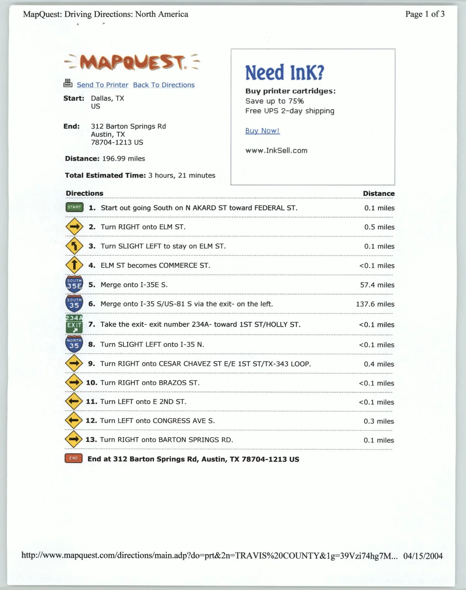 Printing Out Mapquest Directions