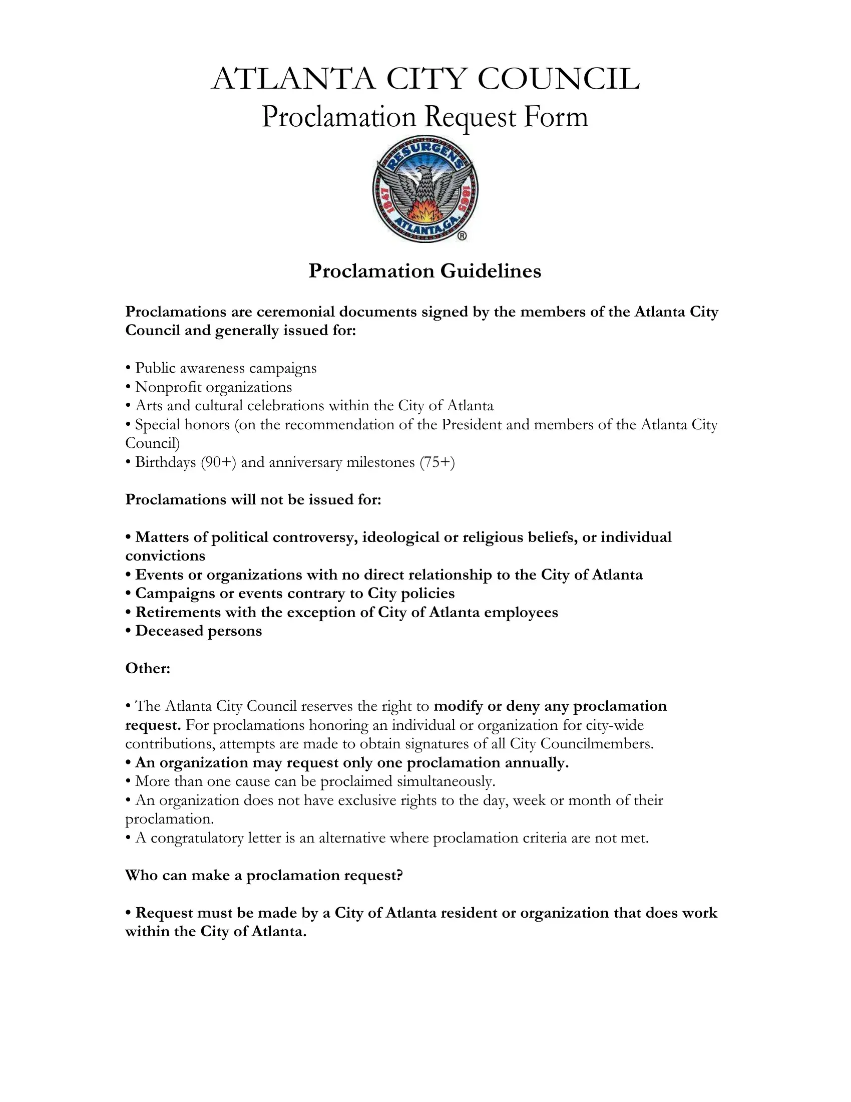 Proclamation Form
