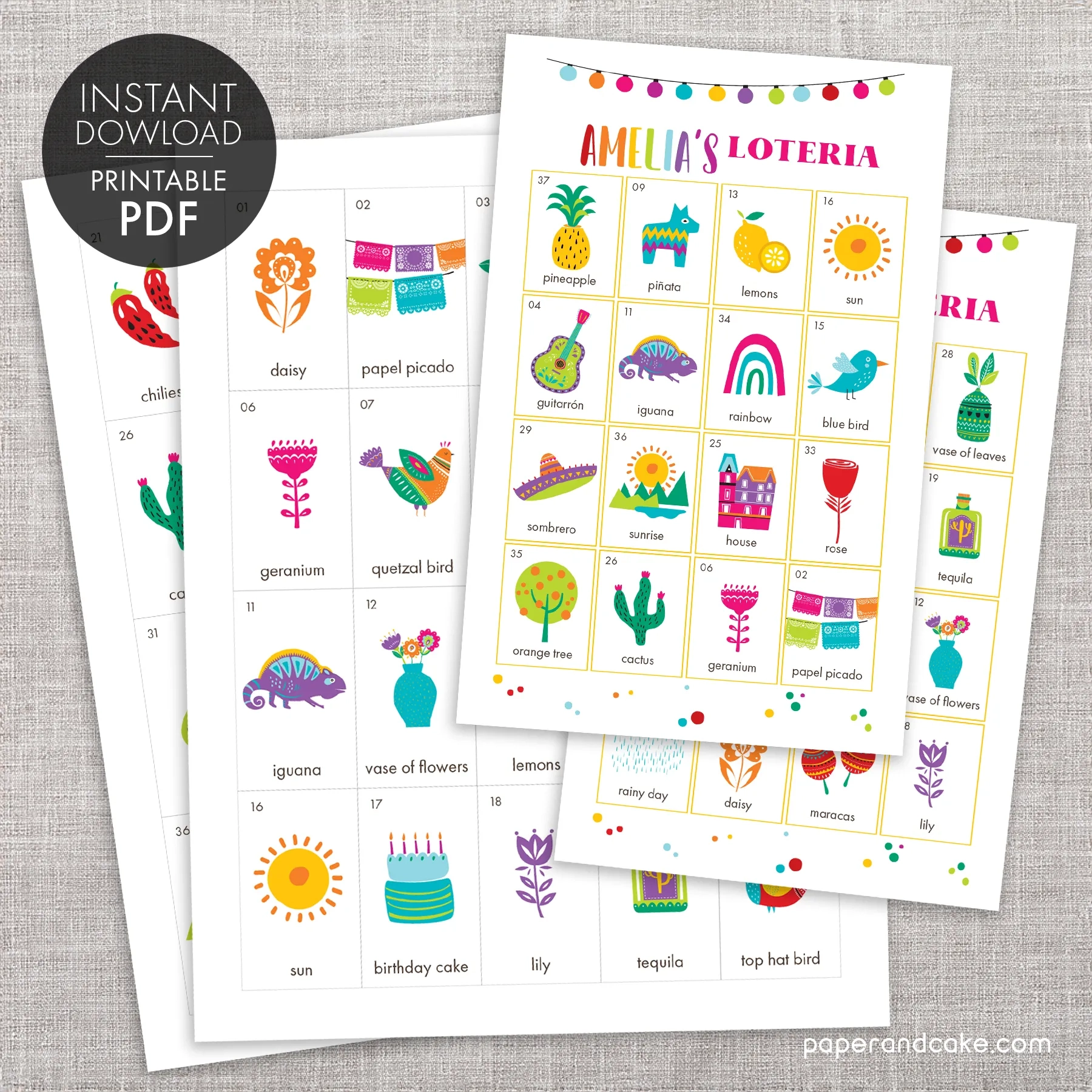 Rainbow Fiesta Printable Loteria Bingo Cards Rainbow Fiesta Printable Loteria Bingo Cards