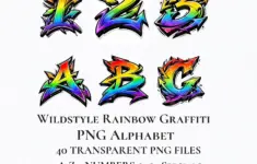 Rainbow Graffiti Alphabet Clipart