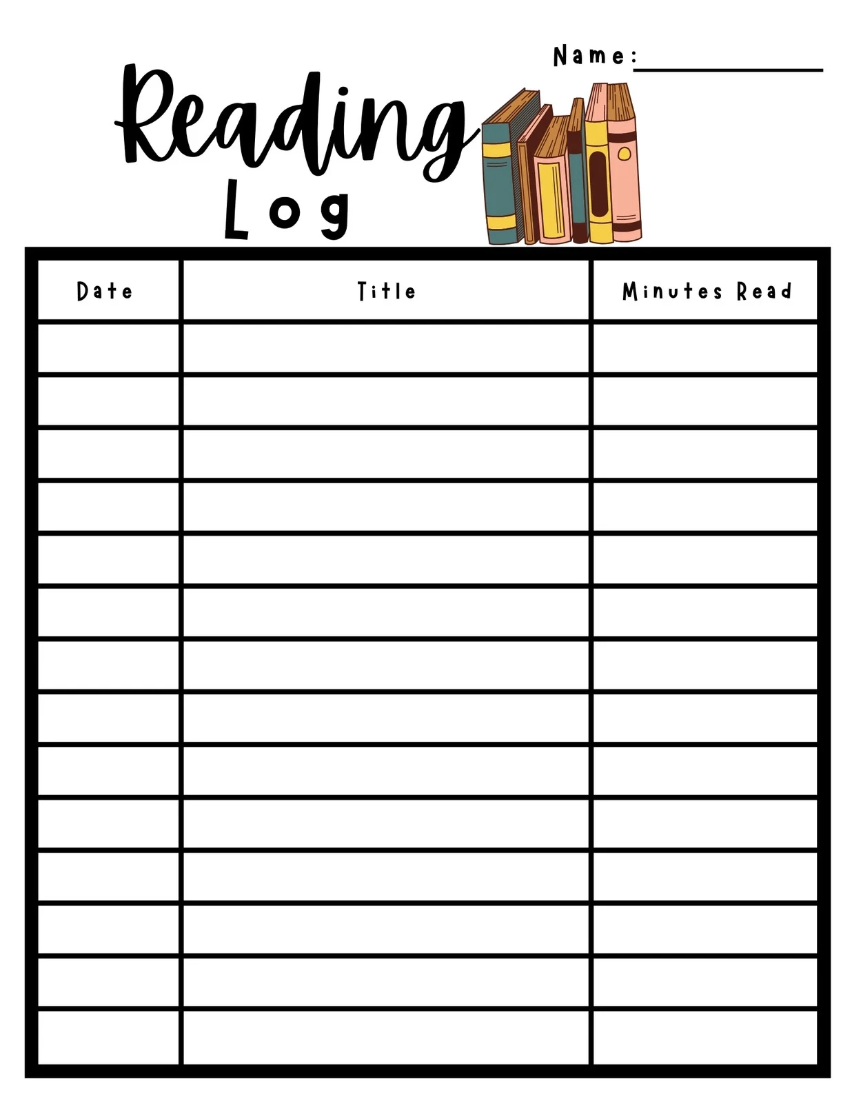 free printable monthly reading logs