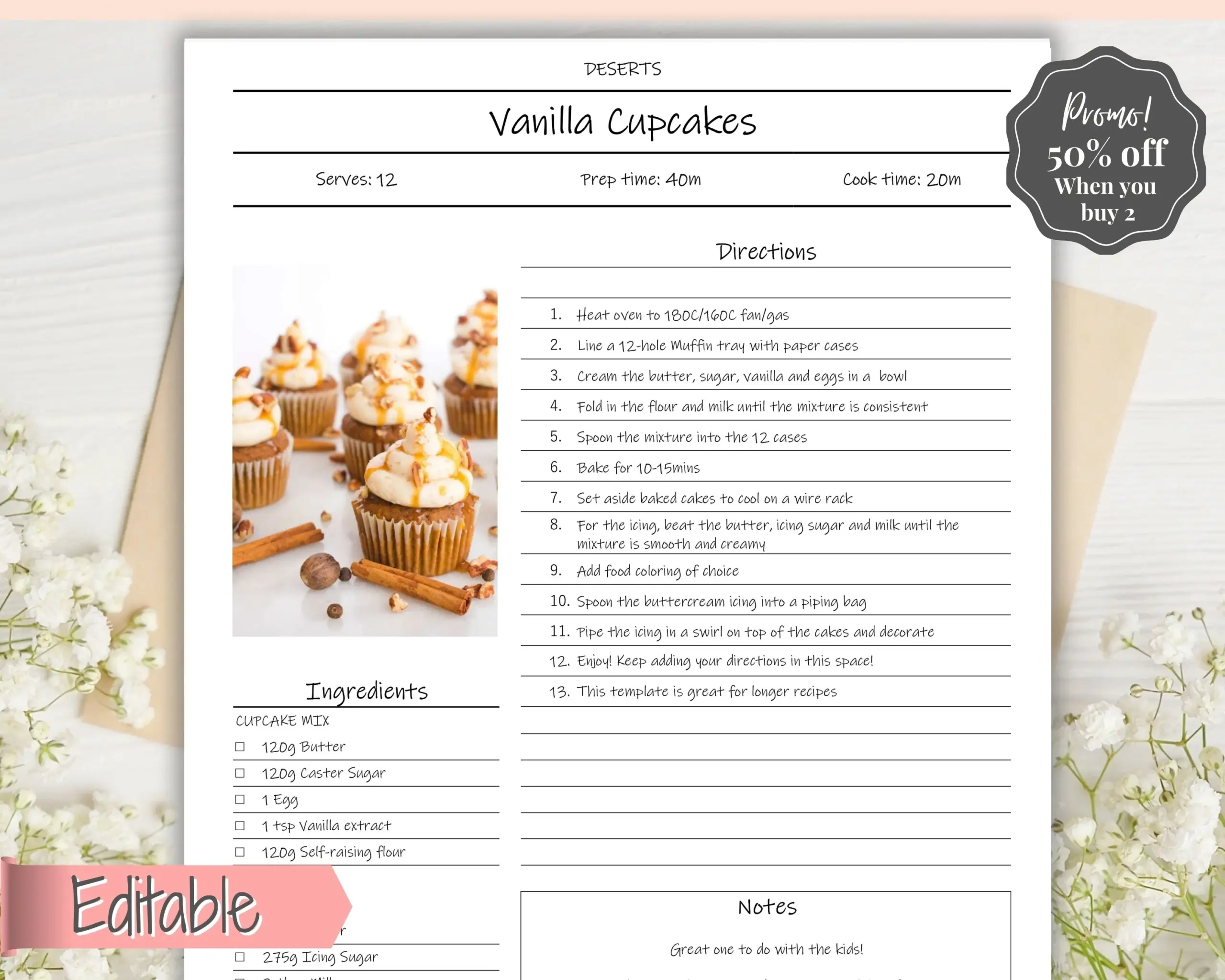 Recipe Sheet Template Smallphoto Inkfree