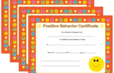 Recognition Certificate Positive Behavior