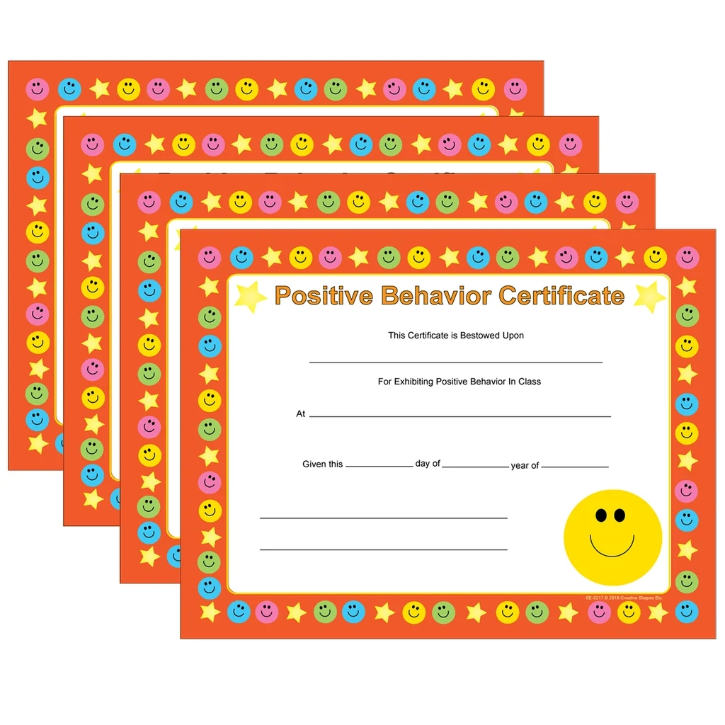 Recognition Certificate Positive Behavior