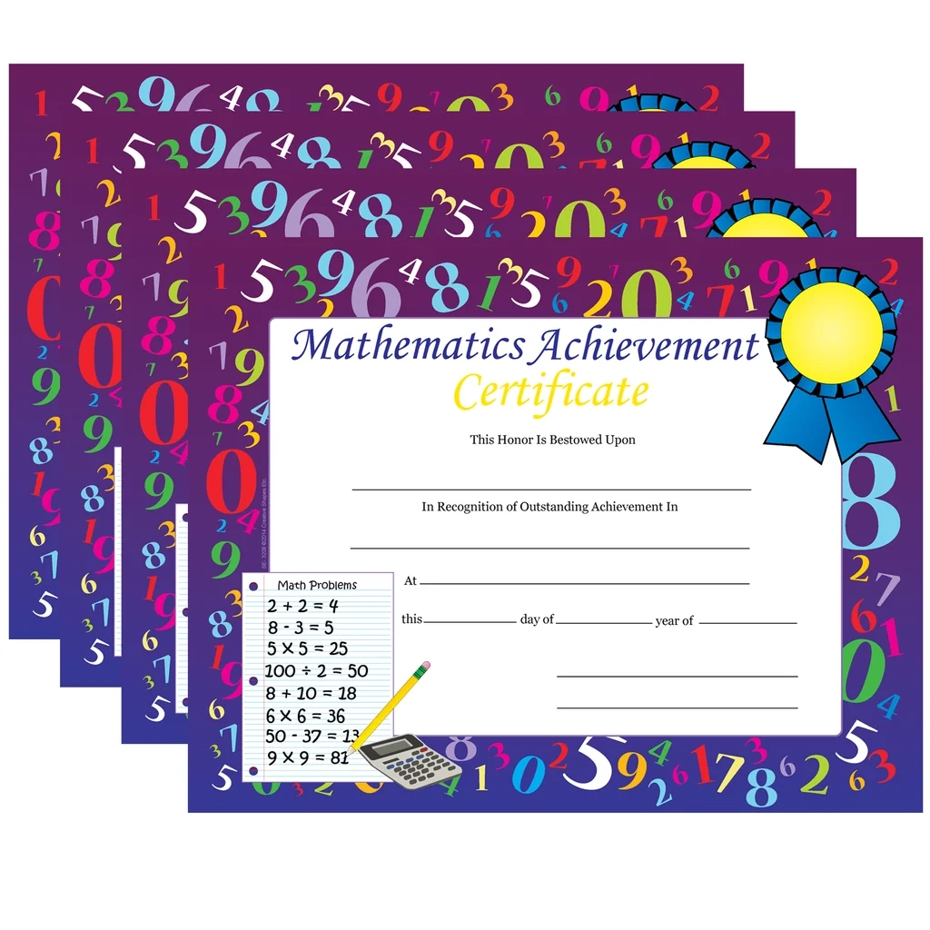 Recognition Certificates Mathematics Achievement Recognition Certificates Mathematics Achievement