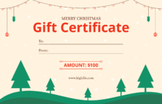 Red And Green Merry Christmas Gift Certificate Template