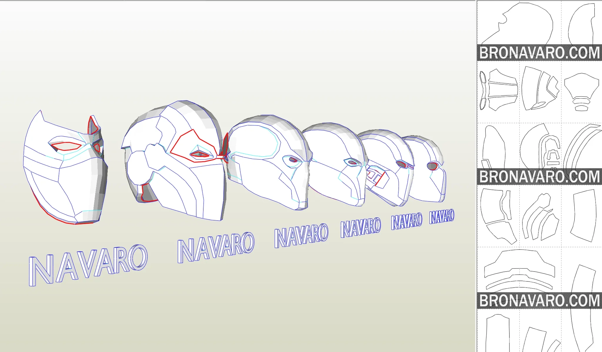 Red Hood Helmets Pack Pepakura Template Red Hood Helmets Pack Pepakura Template