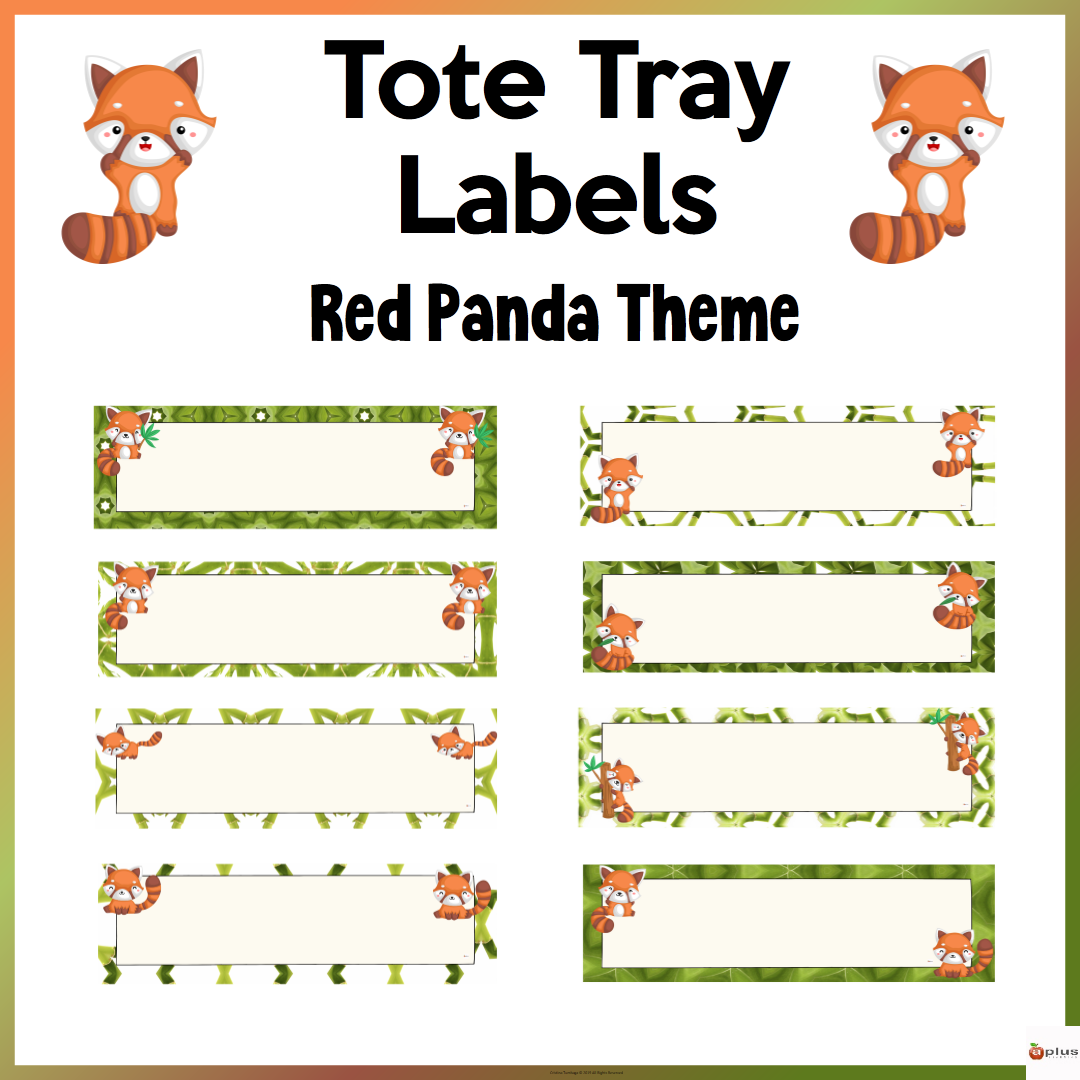 Red Panda Theme Tote Tray Labels Editable Red Panda Theme Tote Tray Labels Editable