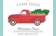 Red Truck Farm Fresh Christmas Trees Printable Art