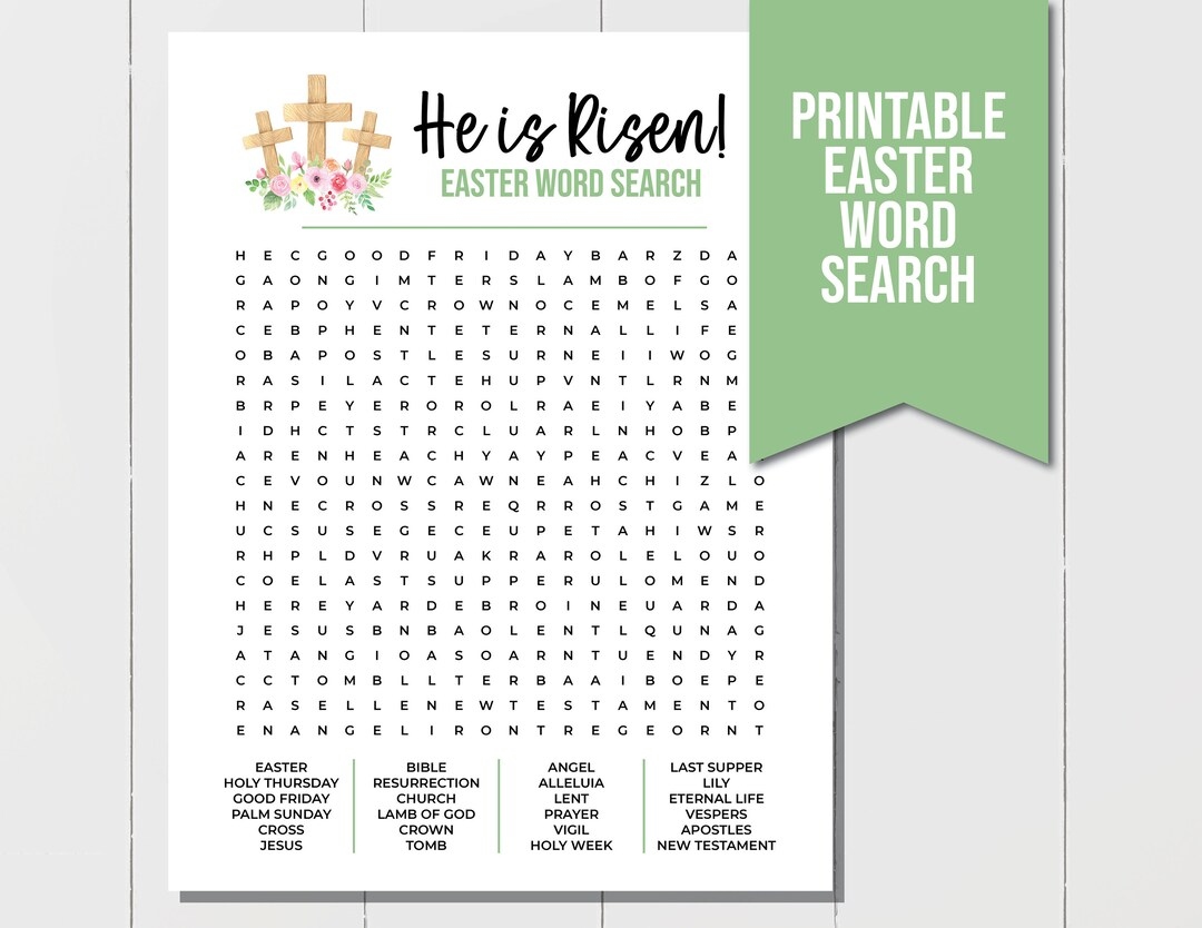 Religious Easter Word Search Christian