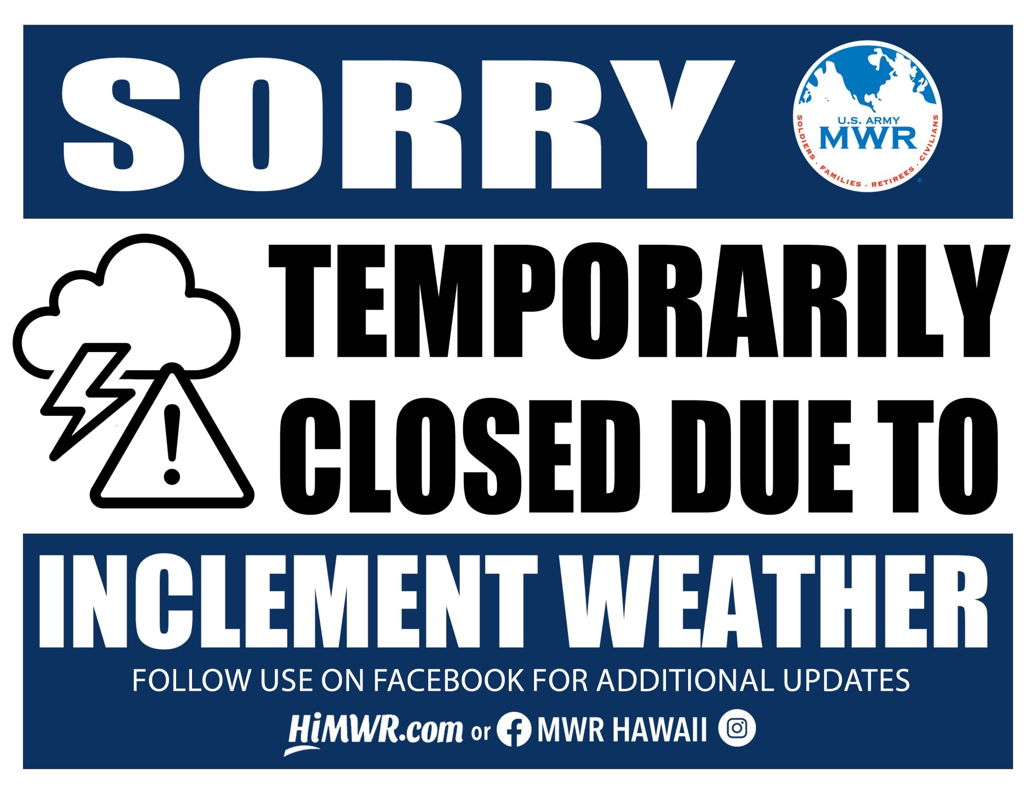 closed due to inclement weather sign printable closed due to inclement weather sign printable