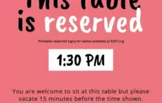 Reservation Signs Tables